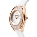 Swarovski Crystalline Aura Silver Dial White Leather Strap Watch for Women - 5519453 Authentic Buy Shop Now