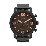 Fossil Nate Chrongraph Ion Plated Black Dial Black Steel Strap Watch for Men - JR1356 Authentic Buy Shop Now