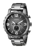 Fossil Nate Chronograph Gunmetal Dial Grey Steel Strap Watch for Men - JR1437 Authentic Buy Shop Now
