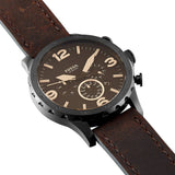 Fossil Nate Chronograph Brown Dial Brown Leather Strap Watch for Men - JR1487 Authentic Buy Shop Now