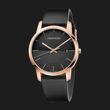 Calvin Klein City Quartz Black Dial Black Leather Strap Watch for Men - K2G2G6CZ Authentic Buy Shop Now