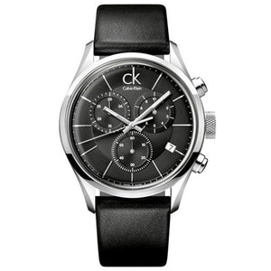 Calvin Klein Masculine Chronograph Black Dial Black Leather Strap Watch for Men - K2H27102 Authentic Buy Shop Now