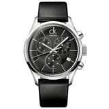 Calvin Klein Masculine Chronograph Black Dial Black Leather Strap Watch for Men - K2H27102 Authentic Buy Shop Now