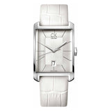 Calvin Klein Window White Dial White Leather Strap Watch for Men - K2M21120 Authentic Buy Shop Now