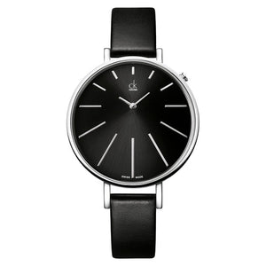 Calvin Klein Equal Black Dial Black Leather Strap Watch for Women - K3E231C1 Authentic Buy Shop Now