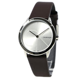 Calvin Klein Minimal Silver Dial Brown Leather Strap Watch for Men - K3M221G6 Authentic Buy Shop Now