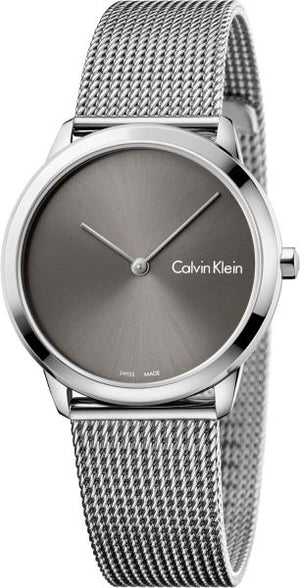 Calvin Klein Minimal Grey Dial Silver Mesh Bracelet Watch for Women - K3M221Y3 Authentic Buy Shop Now