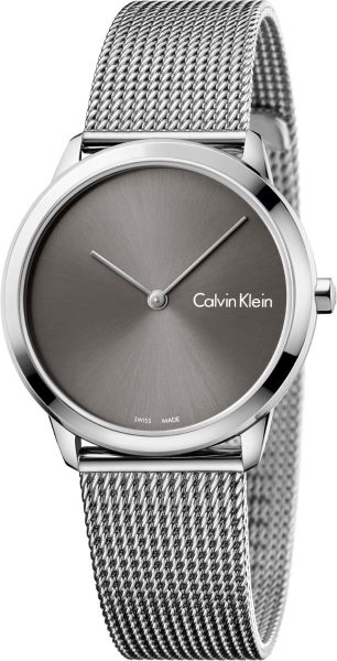 Calvin Klein Minimal Grey Dial Silver Mesh Bracelet Watch for Women - K3M221Y3 Authentic Buy Shop Now