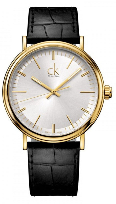 Calvin Klein Surround Silver Dial Black Leather Strap Watch for Men - K3W215C6 Authentic Buy Shop Now
