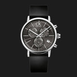 Calvin Klein Post Minimal Chronograph Black Dial Black Leather Strap Watch for Men - K7627107 Authentic Buy Shop Now