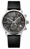 Calvin Klein Post Minimal Chronograph Black Dial Black Leather Strap Watch for Men - K7627107 Authentic Buy Shop Now
