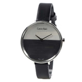 Calvin Klein Rise White Grey Dial Black Leather Strap Watch for Women - K7A231C3 Authentic Buy Shop Now