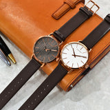 Calvin Klein Even White Dial Brown Leather Strap Watch for Women - K7B236G6 Authentic Buy Shop Now