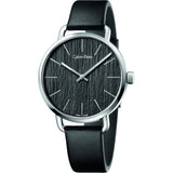 Calvin Klein Even Black Dial Black Leather Strap Watch for Women - K7B211C1 Authentic Buy Shop Now