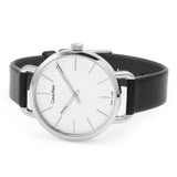 Calvin Klein Even Silver Black Leather Strap Watch for Women - K7B231C6 Authentic Buy Shop Now