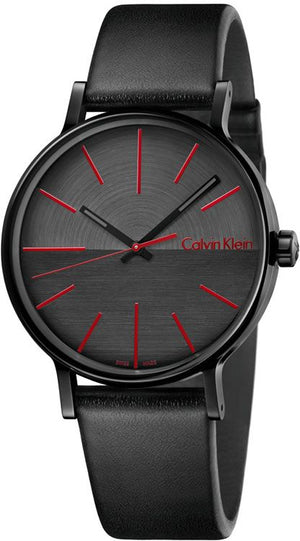 Calvin Klein Boost Black Dial Black Leather Strap Watch for Men - K7Y214CY Authentic Buy Shop Now