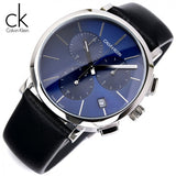Calvin Klein Chronograph Blue Dial Black Leather Strap Watch for Men - K8Q371CN Authentic Buy Shop Now