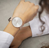 Calvin Klein Full Moon Silver Dial Pink Leather Stap Watch for Women - K8Y236Z6 Authentic Buy Shop Now