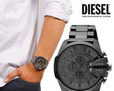 Diesel Mega Chief Chronograph Grey Dial Grey Steel Strap Watch for Men - DZ4282 Authentic Buy Shop Now