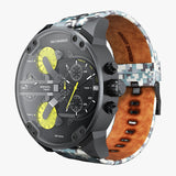 Diesel Big Daddy Chronograph Black Dial Black Leather Strap Watch For Men - DZ7311 Authentic Buy Shop Now