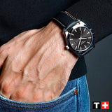 Tissot Gentleman Powermatic 80 Silicium Black Dial Black Leather Strap Watch For Men - T127.407.16.051.00 Authentic Buy Shop Now