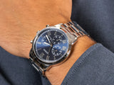 Guess Hendrix Chronograph Blue Dial Silver Steel Strap Watch for Men - W1309G1 Authentic Buy Shop Now