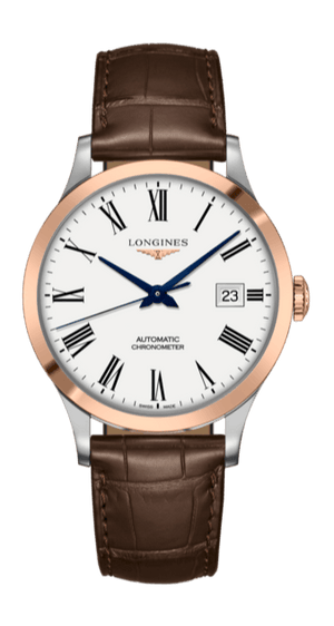 Longines Record Automatic Stainless Steel 18K Gold Watch for Men - L2.821.5.11.2 Authentic Buy Shop Now