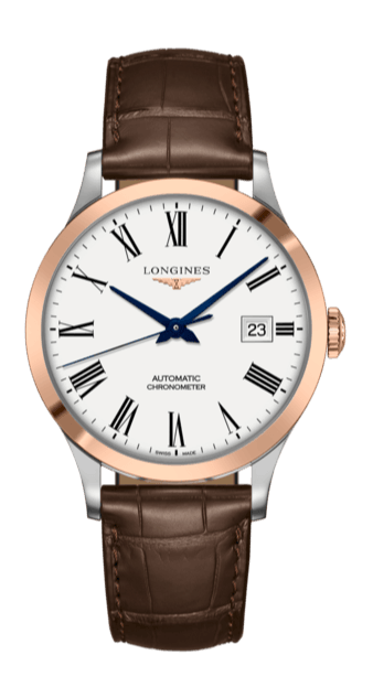 Longines Record Automatic Stainless Steel 18K Gold Watch for Men - L2.821.5.11.2 Authentic Buy Shop Now