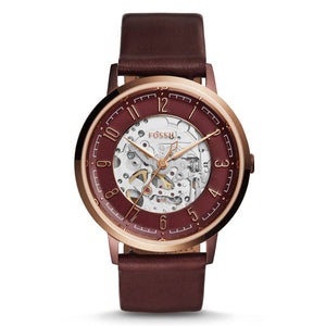 Fossil Vintage Muse Automatic Skeleton Maroon Dial Maroon Leather Strap Watch for Women - ME3137 Authentic Buy Shop Now