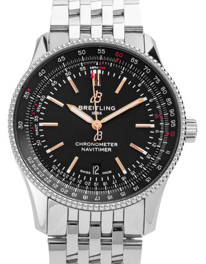 Breitling Navitimer Automatic 41mm Black Dial Silver Steel Strap Watch for Men - A17326241B1A1 Authentic Buy Shop Now
