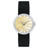 Dior La D De Dior Dior Rose Céleste Diamonds Mother of Pearl Dial Black Leather Strap Watch for Women - CD04711X1001 0000 Authentic Buy Shop Now