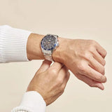 Lacoste Tiebreaker Chronograph Black Dial Silver Steel Strap Watch for Men - 2011155 Authentic Buy Shop Now
