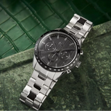 Lacoste Boston Chronograph Black Dial Silver Steel Strap Watch for Men - 2011079 Authentic Buy Shop Now