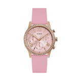Guess Solar Rose Gold Dial Pink Rubber Strap Watch For Women - W1135L2 Authentic Buy Shop Now