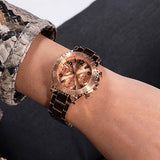 Guess Cosmic Chronograph Rose Gold Dial Rose Gold Steel Strap Watch for Women - GW0465L2 Authentic Buy Shop Now