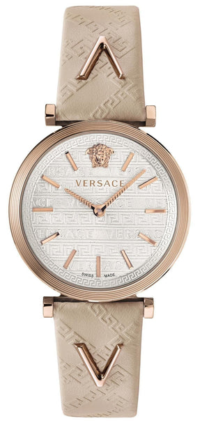 Versace V-Twist White Dial White Leather Strap Watch for Women - VELS00419 Authentic Buy Shop Now