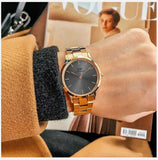 Daniel Wellington Iconic Link Grey Dial Rose Gold Steel Strap Watch For Women - DW00100332 Authentic Buy Shop Now