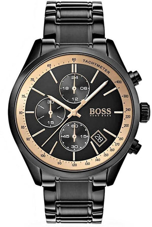 Hugo Boss Grand Prix Black Dial Black Steel Strap Watch for Men - 1513578 Authentic Buy Shop Now