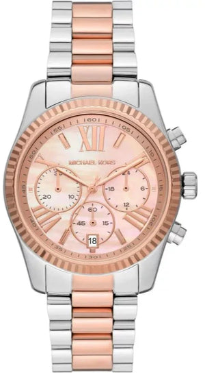 Michael Kors Lexington Chronograph Rose Gold Dial Two Tone Steel Strap Watch For Women - MK7219 Authentic Buy Shop Now