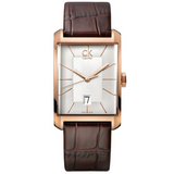 Calvin Klein Window Silver Dial Brown Leather Strap Watch for Men - K2M21620 Authentic Buy Shop Now