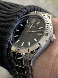 Versace Hellenyium Quartz Black Dial Grey Steel Strap Watch For Men - VE3A00620 Authentic Buy Shop Now