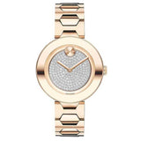 Movado Bold Crystal Pave Rose Gold Dial Rose Gold Steel Strap Watch For Women - 3600493 Authentic Buy Shop Now