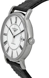 Longines Presence 38.5mm Automatic White Dial Black Leather Strap Watch for Men - L4.921.4.11.2 Authentic Buy Shop Now