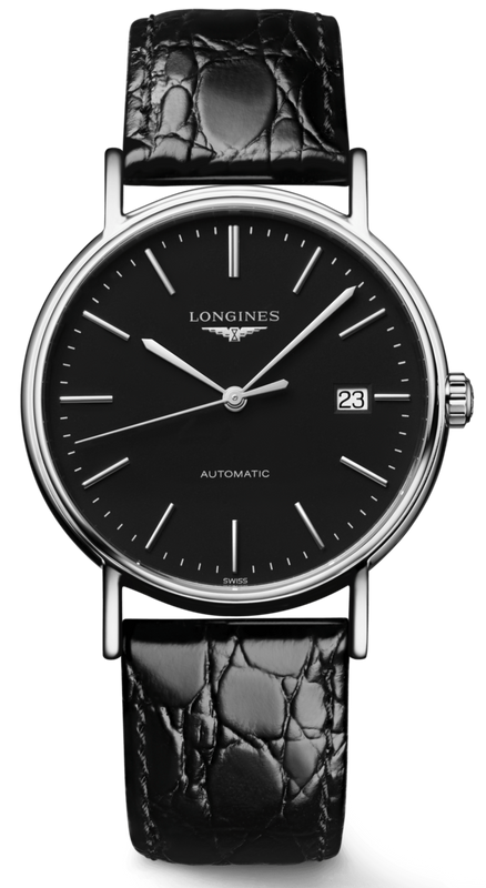 Longines Presence 38.5mm Automatic Black Dial Black Leather Strap Watch for Men - L4.921.4.52.2 Authentic Buy Shop Now
