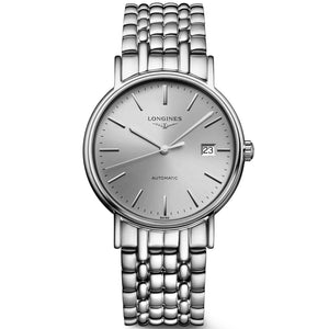 Longines Presence 38.5mm Automatic Silver Dial Silver Mesh Bracelet Watch for Men - L4.921.4.72.6 Authentic Buy Shop Now