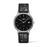 Longines Presence 38.5mm Automatic Black Dial Black Leather Strap Watch for Men - L4.921.4.52.2 Authentic Buy Shop Now