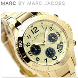 Marc Jacobs Rock Metal Chronograph Gold Dial Gold Steel Strap Watch for Men - MBM3158 Authentic Buy Shop Now