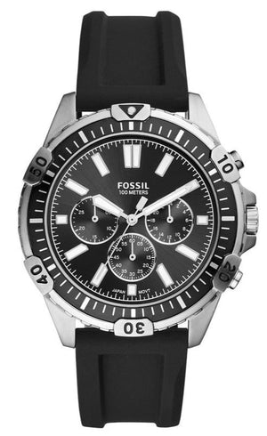 Fossil Garrett Chronograph Black Dial Black Rubber Strap Watch for Men - FS5624 Authentic Buy Shop Now