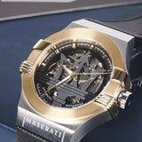 Maserati Potenza Automatic Skeleton Dial Black Leather Strap Watch For Men - R8821108011 Authentic Buy Shop Now