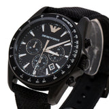 Emporio Armani Sigma Chronograph Black Dial Black Leather Strap Watch For Men - AR6131 Authentic Buy Shop Now